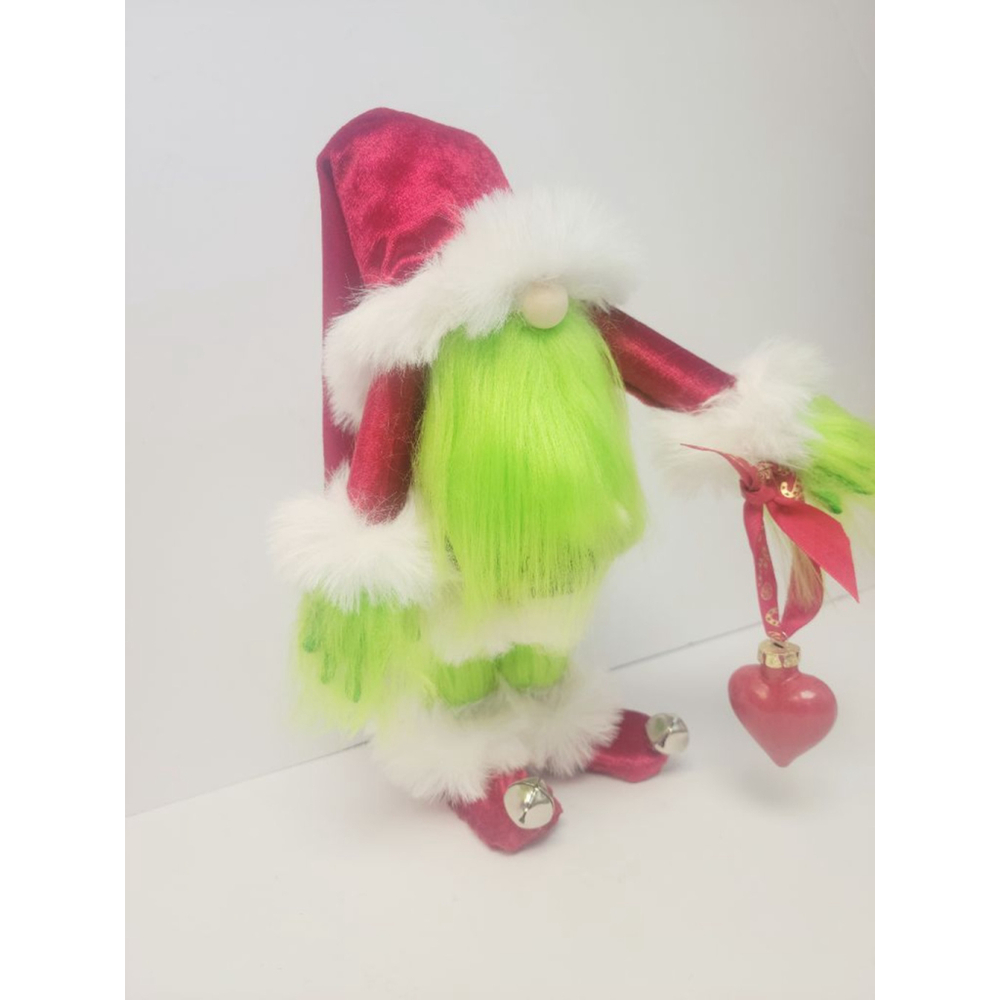 Grinch Santa Gnome Handmade Holiday Decor Luxury Velvet Faux Fur - Picture 9 of 10